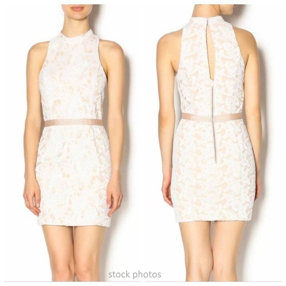 English Factory Floral Lace Mini Dress Size M Cream Nude